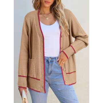 Dokotoo Long Cardigans for Ladies Open Front Lightweight Color Blocked 2024 Fall Knit Cute Sweaters ...