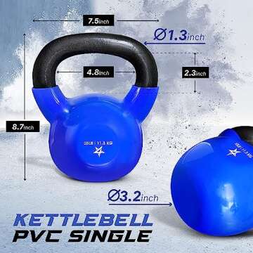 Yes4All 25 lb Kettlebell Weight Vinyl Coated Cast Iron for Dumbbell Weights Exercises, Gym, Fitness,...