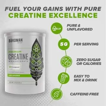 BIRDMAN High-Purity Creatine Monohydrate Unflavored Powder, Pre-Workout, High Performance | 300g