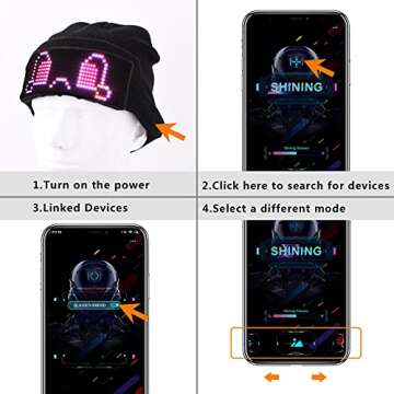 LihupZone LED Display Beanie Hat for Parties and Cosplay
