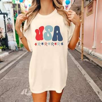 Stylish Oversized American Flag T-Shirt for Women - 4th of July Patriotic Tops