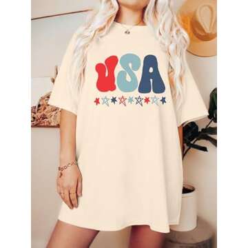 Stylish American Flag T-Shirt for Women - 4th of July