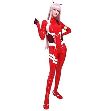 Cosplay.fm Anime Cosplay Battle Suit Red PU Leather Bodysuit (XL)
