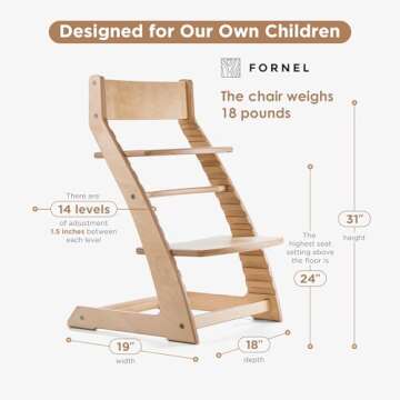 Fornel Dining High Chair - Adjustable Wooden Highchair