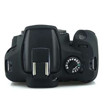 CEARI Silicone Camera Case Full Body Protective Shell Cover Skin for Canon EOS 1300D 1500D Rebel T6 T7 Digital Cameras - Black