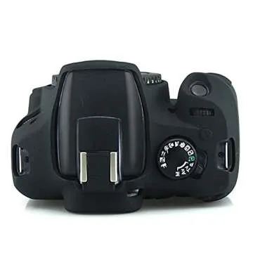 CEARI Silicone Camera Case Full Body Protective Shell Cover Skin for Canon EOS 1300D 1500D Rebel T6 T7 Digital Cameras - Black