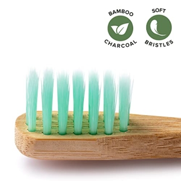 GREENZLA Kids Bamboo Toothbrushes 6 Pack BPA Free Eco-Friendly