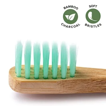 GREENZLA Kids Bamboo Toothbrushes 6 Pack BPA Free Eco-Friendly