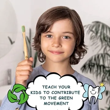 GREENZLA Kids Bamboo Toothbrushes 6 Pack BPA Free Eco-Friendly