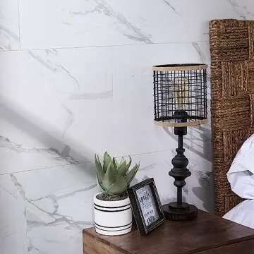 Palisade 25.6 in. x 14.8 in. Interlocking Vinyl Waterproof Wall/Backsplash Tiles for Kitchen or Bathroom in Carrara Marble (8 Pack)