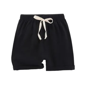 HSTiSan Toddler Boys Girls Shorts 4-Pack Cotton Linen Summer Casual Shorts Kids Solid Short Pants 2-8 Years,(Pack of G 2-3T/100