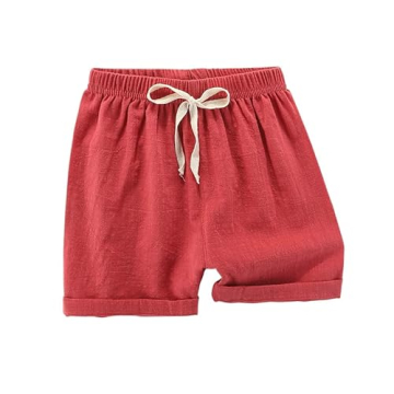 HSTiSan Toddler Boys Girls Shorts 4-Pack Cotton Linen Summer Casual Shorts Kids Solid Short Pants 2-8 Years,(Pack of G 2-3T/100