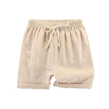 HSTiSan Toddler Boys Girls Shorts 4-Pack Cotton Linen Summer Casual Shorts Kids Solid Short Pants 2-8 Years,(Pack of G 2-3T/100