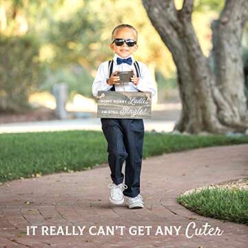 Ring Bearer Gift Set by Stache & Sons | Box Includes Two-Sided Sign, Ring Bearer Sunglasses, Wedding Ring Box | Ring Bearer Proposal | Ring Bearer Gifts