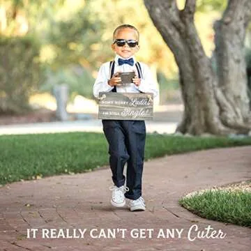 Ring Bearer Gift Set by Stache & Sons | Box Includes Two-Sided Sign, Ring Bearer Sunglasses, Wedding Ring Box | Ring Bearer Proposal | Ring Bearer Gifts