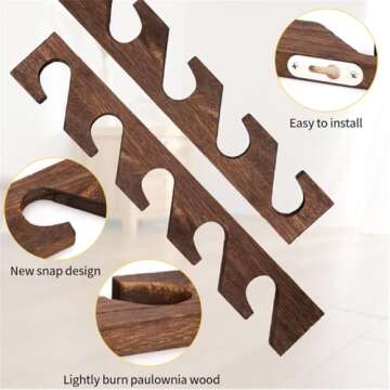 3 Pcs Hat Rack for Baseball Caps, Wall Mounted Wooden Hat Storage Organizer Hanger, Wall Vertical Hat Holder Caps Display Rack for Closet Door Bedroom Living Room Entryroom Laundry (Brown Wood)