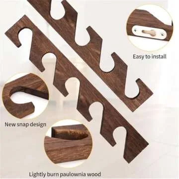 3 Pcs Hat Rack for Baseball Caps, Wall Mounted Wooden Hat Storage Organizer Hanger, Wall Vertical Hat Holder Caps Display Rack for Closet Door Bedroom Living Room Entryroom Laundry (Brown Wood)