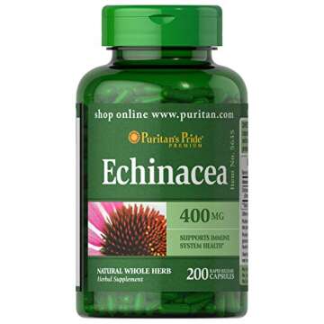 Puritan's Pride Premium Echinacea Natural Whole Herb Herbal Supplement 400mg, Dietary Supplement for...