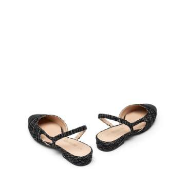 DREAM PAIRS Women's Slingback Flats, Square Toe Flats for Women Dressy Casual Work Office Party, Low Heel Dress Shoes for Women,SDFA2415W,Black-Fabric,Size 6.5