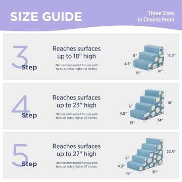 Lesure Dog Stairs for Small Dogs 18" H 4-Step Foam Pet Steps Foldable for High Bed Couch and Sofa Chairs Jacquard Shaggy Plush for Cats with Supporting Board and Non-Slip Bottom, Light Blue