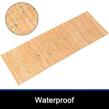 Bamboo Bath Mat Bathroom Runner Long Large Rugs Floor Wood Shower Bathtub Waterproof Non Slip Accessories 16x48 Inch Easy to Clean, Natural Bamboo, 1 pc