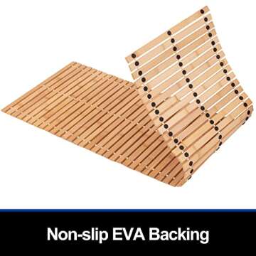 Bamboo Bath Mat Bathroom Runner Long Large Rugs Floor Wood Shower Bathtub Waterproof Non Slip Accessories 16x48 Inch Easy to Clean, Natural Bamboo, 1 pc