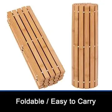 Bamboo Bath Mat Bathroom Runner Long Large Rugs Floor Wood Shower Bathtub Waterproof Non Slip Accessories 16x48 Inch Easy to Clean, Natural Bamboo, 1 pc