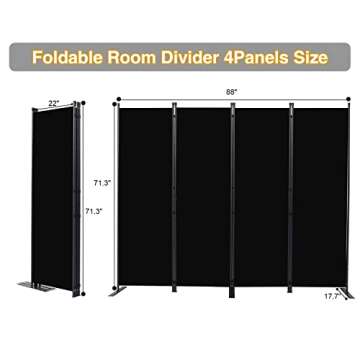 CHOSENM Room Divider, 4 Panel Folding Privacy Screens with Wider Feet, 6 Ft Portable Room Partition ...