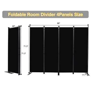 CHOSENM Room Divider, 4 Panel Folding Privacy Screens with Wider Feet, 6 Ft Portable Room Partition ...