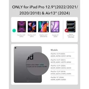 ESR iPad Air 13 Inch Case Keyboard for iPad Pro 12.9 | Floating Stand, Backlit Keys, Trackpad