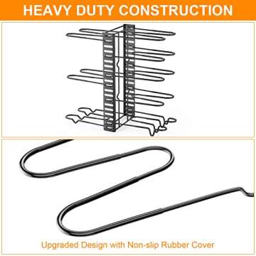 LeeWent Pots and Pans Organizer for Cabinet with 2 Hooks, Adjustable Pot and Pan Organizer Rack for ...