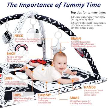 High Contrast Baby Gym Play Mat for Newborns and Infants