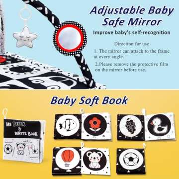High Contrast Baby Gym Play Mat for Newborns and Infants