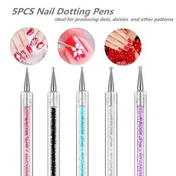 FULINJOY 5 Pcs Nail Art Liner Brushes Set for Creative Designs