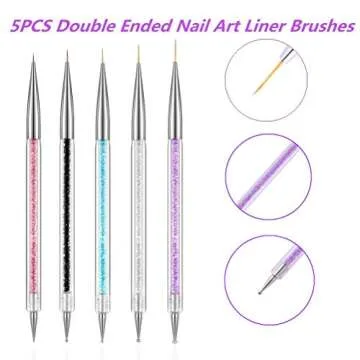 FULINJOY 5 Pcs Nail Art Liner Brushes Set for Creative Designs
