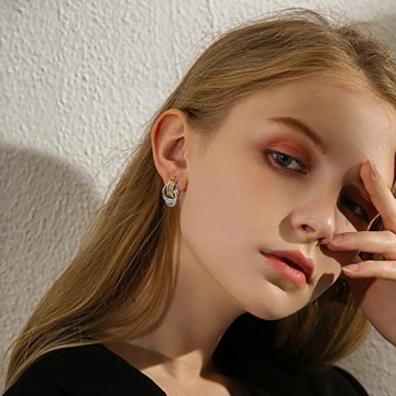 Stylish Rhodium and Gold Two Tone Dangle Earrings