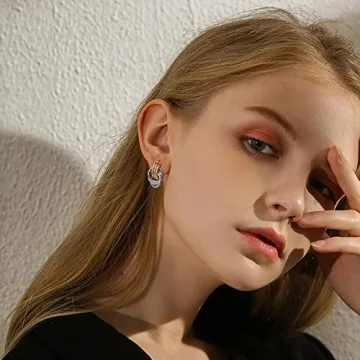 Stylish Rhodium and Gold Two Tone Dangle Earrings