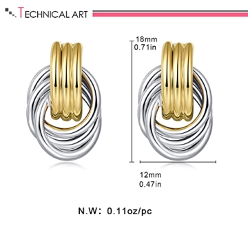 Stylish Rhodium and Gold Two Tone Dangle Earrings