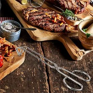 UPIT Triangle Tongs: Heavy Duty Scissor-Shaped Stainless Steel