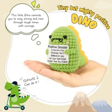 Mini Dinosaur Inspirational Gift Small Handmade Crochet Animals Cute Easter Stuff Funny Potato Nuggets for Women Men Coworker Friend Emotional Motivational Decor Birthday Valentine's Gift for Him Her