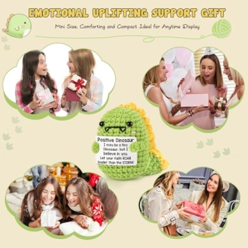 Mini Dinosaur Inspirational Gift Small Handmade Crochet Animals Cute Easter Stuff Funny Potato Nuggets for Women Men Coworker Friend Emotional Motivational Decor Birthday Valentine's Gift for Him Her