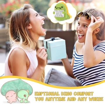 Mini Dinosaur Inspirational Gift Small Handmade Crochet Animals Cute Easter Stuff Funny Potato Nuggets for Women Men Coworker Friend Emotional Motivational Decor Birthday Valentine's Gift for Him Her