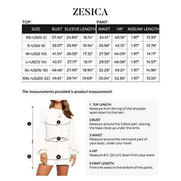 ZESICA Women's Casual Long Sleeve Solid Color Knit Pullover Sweatsuit 2 Piece Short Sweater Outfits Sets,White,Large