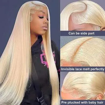 Nicele Ann 613 13x6 Lace Front Wig Human Hair Straight 613 HD Lace Frontal Wig 13X6 200 Density Blon...