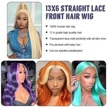 Nicele Ann 613 13x6 Lace Front Wig Human Hair Straight 613 HD Lace Frontal Wig 13X6 200 Density Blonde Lace Front Wigs Human Hair Pre Plucked With Baby Hair (26 Inch, 613 13x6 Straight)