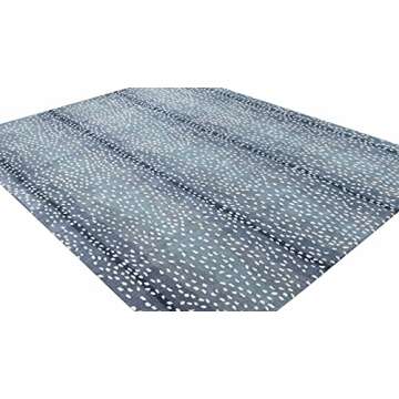 Wallard Design Antelope Cheetah Blue Animal Contemporary Handmade 100% Woolen Area Rugs & Carpets (8'x10')