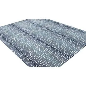 Wallard Design Antelope Cheetah Blue Animal Contemporary Handmade 100% Woolen Area Rugs & Carpets (8'x10')