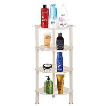 4 Tier Shower Caddies, Organizer Shelf Corner, Plastic Shower Rack Stands for Bathroom, Storage Bath...