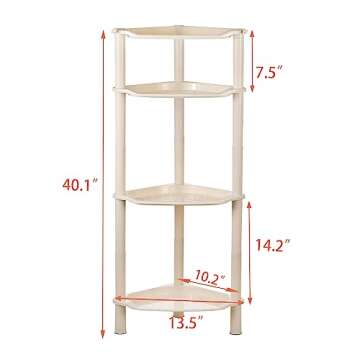 4 Tier Shower Caddies, Organizer Shelf Corner, Plastic Shower Rack Stands for Bathroom, Storage Bath Shower Caddy, 13.5x 10 x 33.5 Inches, Beige (Round Slot Beige 4 Tier)