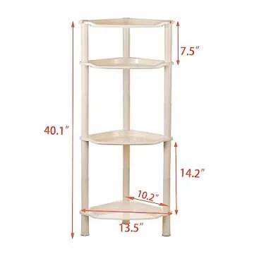 4 Tier Shower Caddies, Organizer Shelf Corner, Plastic Shower Rack Stands for Bathroom, Storage Bath Shower Caddy, 13.5x 10 x 33.5 Inches, Beige (Round Slot Beige 4 Tier)